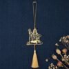 Shiva hanging decor brass Mahadev on navy jute fabric with dry flowers spiritual Indian decor