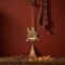 Shiva hanging decor brass Mahadev with tassel barn red background rudraksha beads spiritual Indian gift