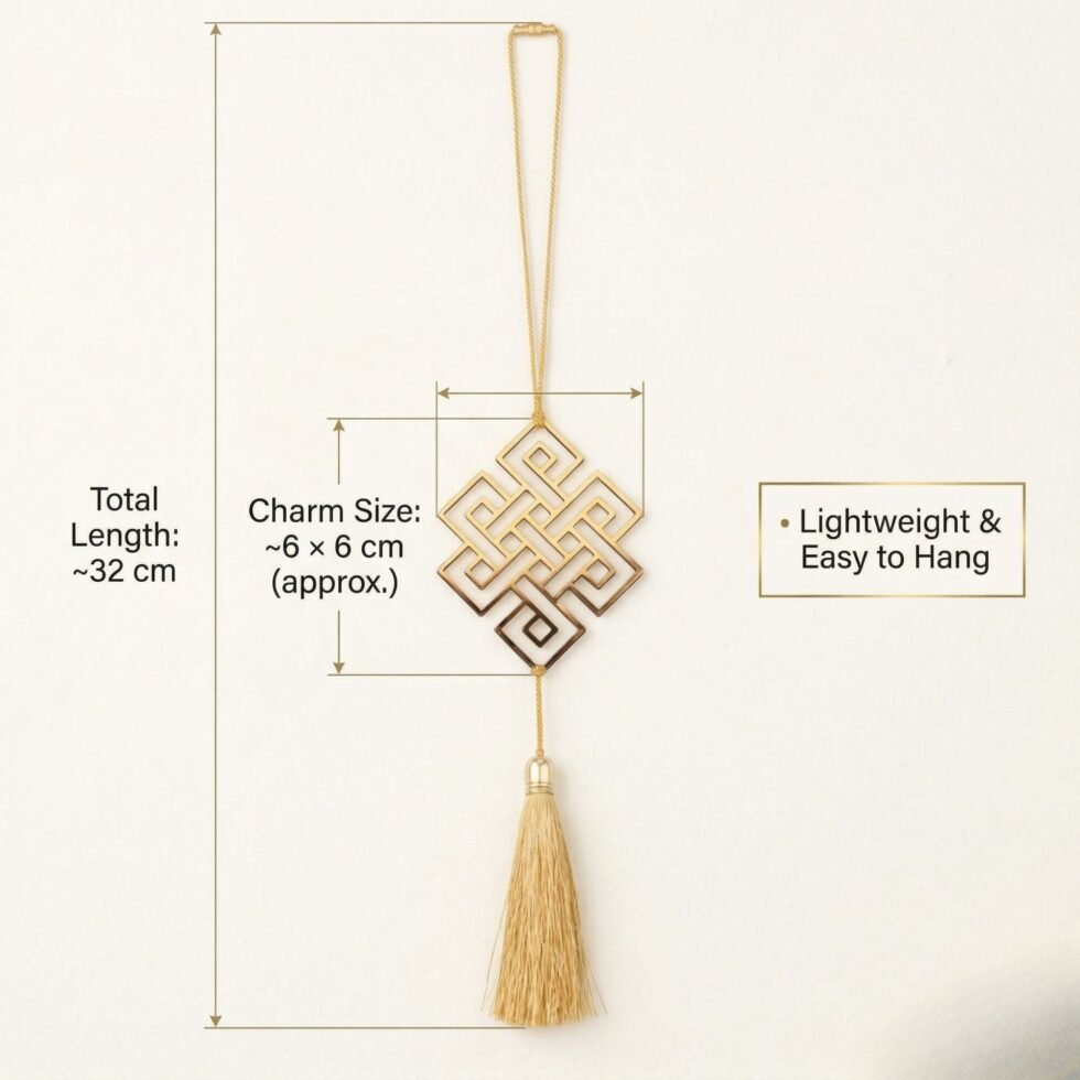 Endless Knot hanging decor size dimensions brass ornament measurement product details