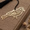 Bird Brass Bookmark with Tassel – Gold Polished Metal Book Marker | Unique Gift, Indian Gifts